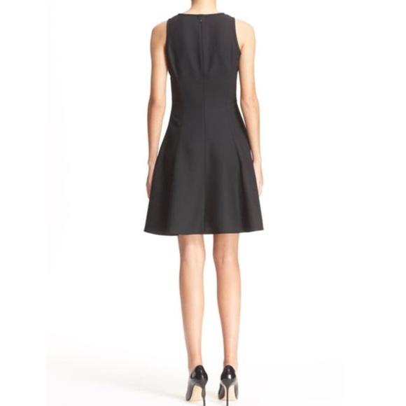 KATE SPADE New York Crepe Fit-N-Flare Sleeveless Bow at Split Neck Dress, Black - Picture 4 of 6